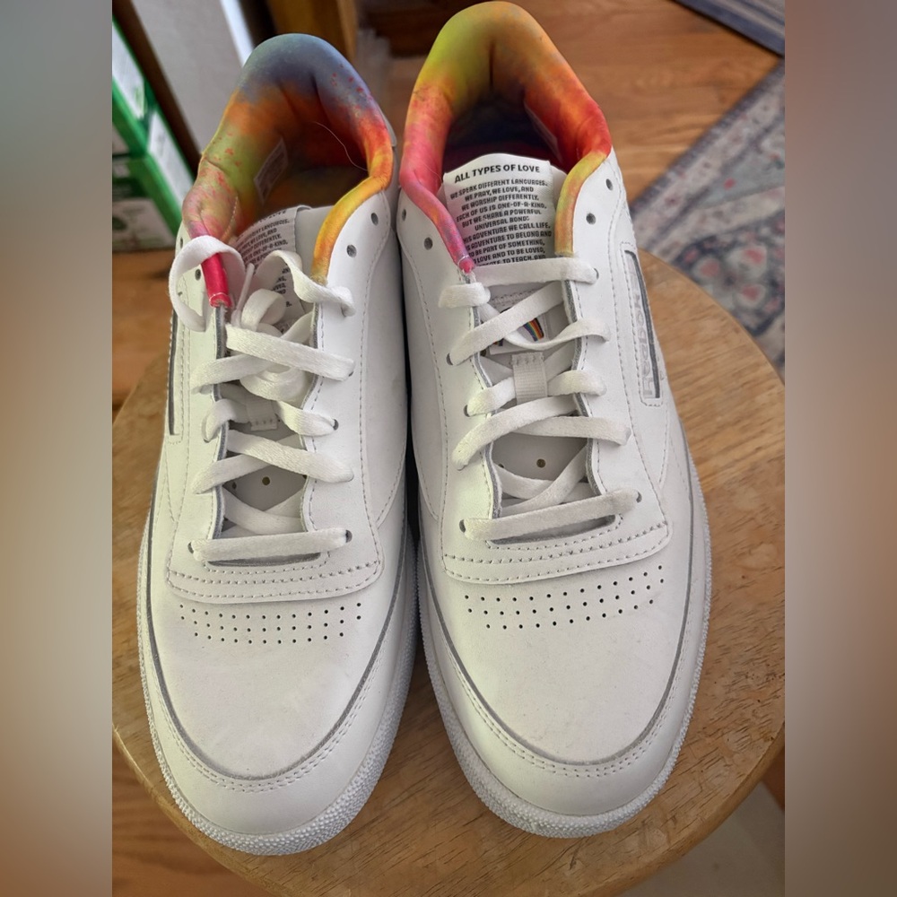 White Sneakers with Rainbow Accents